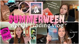Thumbnail: reading horror in the dark, new releases, talking to ghosts, AND a book haul?? 🎡👻|  READING VLOG