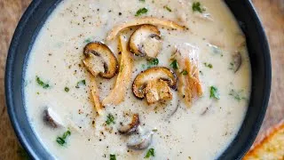 Thumbnail: Creamy Garlic Mushroom and Chicken Soup