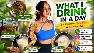 Thumbnail: What I Drink in a Day for Better Digestion, Stress Relief, & Glowing Skin | Healthy Yoga Routine.
