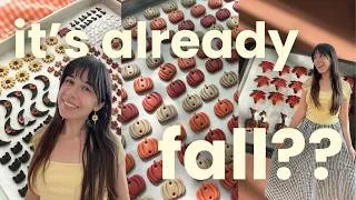 Thumbnail: making hundreds of fall earrings...in the middle of summer 🍂 | chatty small business vlog