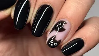 Thumbnail: Spooky Black Cat Halloween Nail Art Tutorial 🐈‍⬛🎃