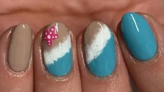 Thumbnail: Beach Nail Art Tutorial 🌊 | Easy Summer Manicure with Blue Ocean Waves & Pink Starfish 💅