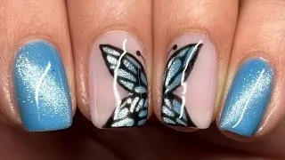 Thumbnail: Cat Eye Butterfly Nails🦋💙| Easy Nail Art Tutorial