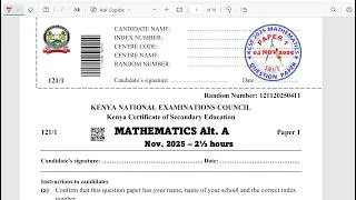 Thumbnail: KCSE 2025 MATHEMATICS PAPER 1 | SECTION I | QUESTIONS 1–16 | DETAILED SOLUTIONS