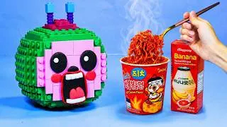 Thumbnail: LEGO Among Us in Real Life - How to Make Cocomelon Mukbang Spicy LEGO Food - Stop Motion Cooking