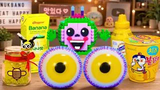 Thumbnail: LEGO FOOD MUKBANG - ASMR YELLOW FAST FOOD IRL (Pizza, Noodles, Fried Chicken.) | Stop Motion Cooking