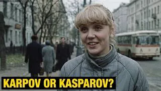 Thumbnail: "Karpov or Kasparov?" Soviet people respond. Moscow, 1984.