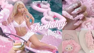 Thumbnail: 23rd birthday vlog! ♡ pink pool party, dolling up, gifts from bffs, cozy solo staycation  🎀