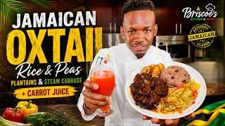 Thumbnail: Authentic Jamaican Oxtail Recipe 🇯🇲 | Fall Off the Bone Oxtail, Rice & Peas, Fried Plantains & Car