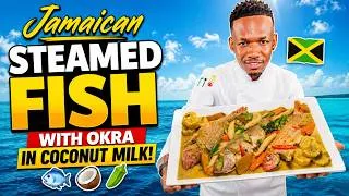 Thumbnail: Jamaican Steamed Fish with Okra in Coconut Milk | Easy Red Snapper Recipe 🇯🇲🐟🥥