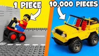 Thumbnail: I Tested 1 piece vs 10,000 piece Lego Cars!