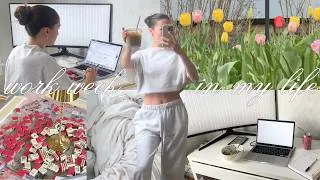 Thumbnail: spring WORK WEEK in my life 🌷 8-5 in sales, spring cleaning, learning mahjong