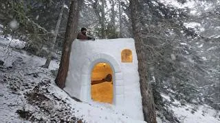 Thumbnail: Building a Shelter Out of Snow Between Three Trees - CAMPING IN A SNOW SHELTER - Freezing Cold