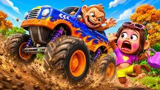 Thumbnail: Funny Monkey Monster Truck Chase Adventure 🐵🚗 | Funny Cartoon for kids | BST Rescue Squad