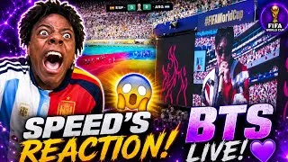 Thumbnail: 😱 iShowSpeed Reacts to BTS Performance at FIFA World Cup 💜🔥