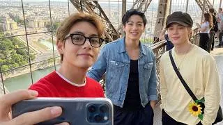 Thumbnail: Taehyung Shares a Moment with Jungkook and BTS Members Atop the Eiffel Tower in Paris
