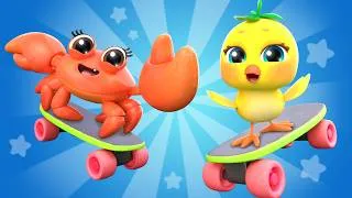 Thumbnail: El Pollito Pio  Chickie's Skateboard Adventure with Animal Friends | Bubbleee - Sing Dance and Learn