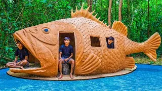 Thumbnail: Build Fish House And Swimming pool for Survival Shelter in Jungle