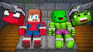 Thumbnail: Mikey and JJ SHAPESHIFT into SPIDER-MAN and HULK in Minecraft Challenge