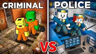 Thumbnail: JJ & Carrie POLICEMAN VS Mikey & Banana CRIMINAL HOUSE LADDER Challenge in Minecraft