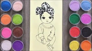 Thumbnail: How to drawing Pretty Bow&Cute Girl sandpainting/learn colors/asmr/diy/bunblebee tv
