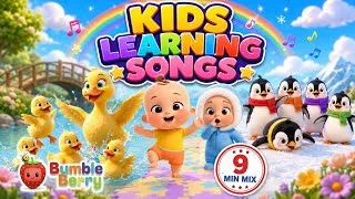Thumbnail:  🌈 9 Minutes of Fun Nursery Rhymes | Touch Your Nose, Penguins & More! | Bumble Berry Kids Songs