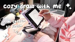 Thumbnail: cozy draw with me ✍🏼 ☕️ | drawing process: sketch to finish