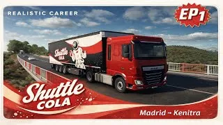 Thumbnail: REALISTIC CAREER Ep. 1 — Shuttle Cola | Madrid → Kenitra (ETS2) | No Commentary (Realistic Audio)