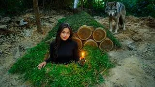 Thumbnail: Amazing Young Girl Building a Secret Bushcraft Shelter Deep in the Forest And Safe From Wild Wolf