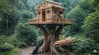 Thumbnail: I Built My Dream Log Cabin in a Tree. Build a Fireplace, Roof the House | Part 2