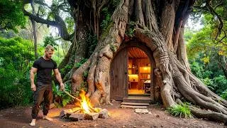 Thumbnail: I Survived 90 Days Alone in the Rainforest – Building a Hidden Treehouse