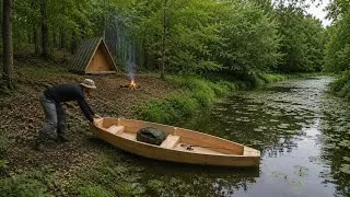 Thumbnail: Can My Homemade Wooden Boat Handle Me? | Solo Camping & Fishing in the Wild