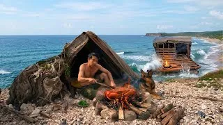 Thumbnail: Full 7 Days Stranded on a Desert Island | Building a Trash Raft to Escape with My Dog