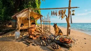 Thumbnail: Desert Island Survival with My Dog | Building a Shelter from Trash & Catching Seafood