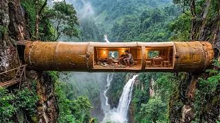 Thumbnail: Build a shelter made of bamboo tubes by the waterfall. From Start to Finish
