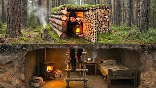 Thumbnail: I Built a SECRET Underground Shelter Hidden Under a Log Stack | Bushcraft Survival