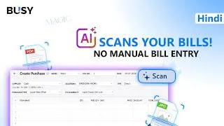 Thumbnail: 🤖 AI Powered Auto Voucher Scan in BUSY MAGIC | Scan Purchase Bills in Seconds 🚀| Hindi