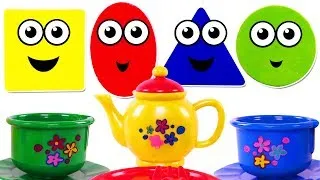 Thumbnail: Kids Learn Colors & Shapes with Mini Tea Set & Play Doh for Children | Teach Colours & Shapes Songs