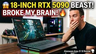 Thumbnail: 😱 This 18-Inch RTX 5090 Beast Just BROKE My Brain! 🔥 Alienware Area-51 18 Review