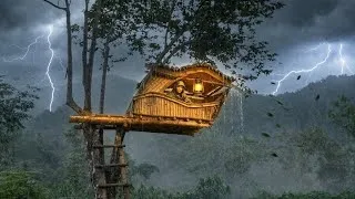 Thumbnail: Solo Bushcraft: Treehouse Survival in Severe Storm