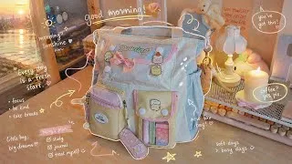 Thumbnail: what’s in my backpack 🧸 beige and minimalistic ♡