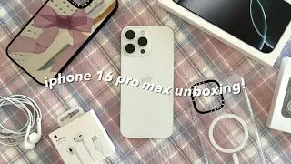 Thumbnail:  iphone 16 pro max 1TB (white titanium) unboxing 🤍 | aesthetic accessories, camera test..