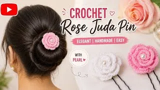 Thumbnail: DIY Crochet Rose Hair Pin 🌹 | Perfect Bun Accessory | Hindi Tutorial 