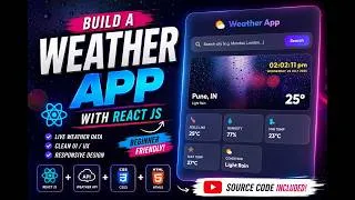 Thumbnail: React JS Weather App | Responsive Design + Live Weather API
