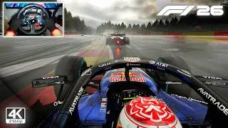 Thumbnail: Red Bull Racing RB22 by Max Verstappen – Heavy Rain 2026 Belgian GP | F1 26 Logitech G29 Gameplay
