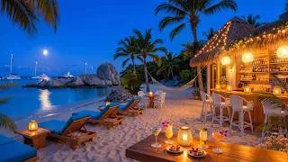 Thumbnail: Moonlit Beach Cafe Jazz Music | Smooth Twilight Tiki Bar Jazz & Warm Glowing Ocean Views to Relax