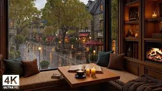 Thumbnail: Cozy Rainy Day Jazz 🌧️ Vintage Indoor Cafe Ambience on Quiet European Street | Relax Jazz Playlist