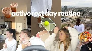 Thumbnail: active rest day routine | hike, pickleball, and realistic wellness vlog