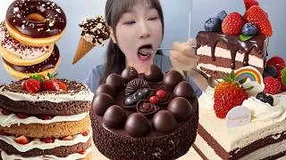 Thumbnail: ASMR | 🍰 All chocolate matcha fruit cream cakes 🍰 #mukbang #cake #food #eating #eatingshow #foodie
