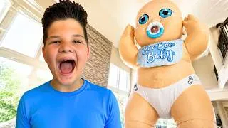 Thumbnail: Caleb PLAYS with a GIANT BABY in Our House! Pretend Play Kids Story with Mom!